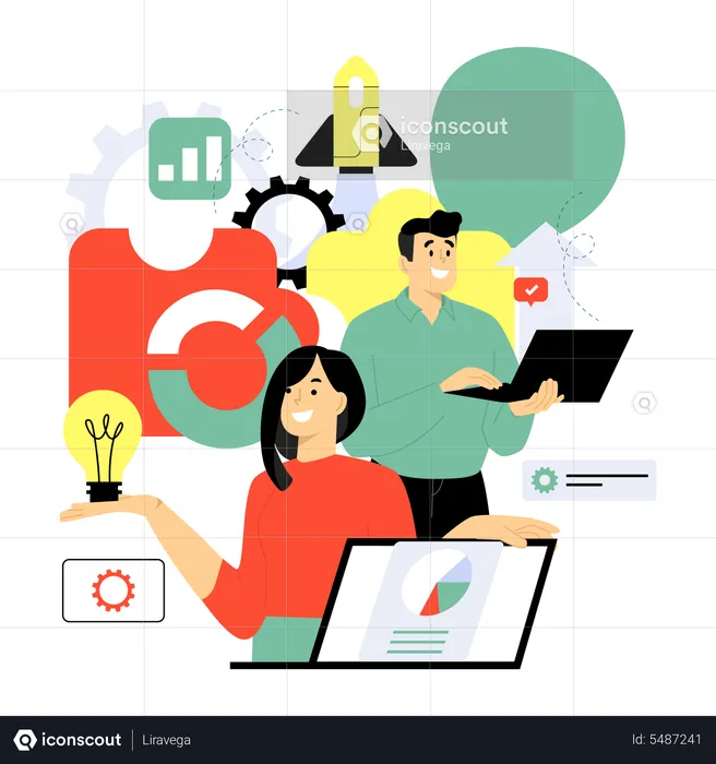 Business team launching startup  Illustration