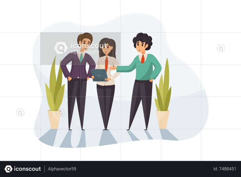 Business team learning online  Illustration