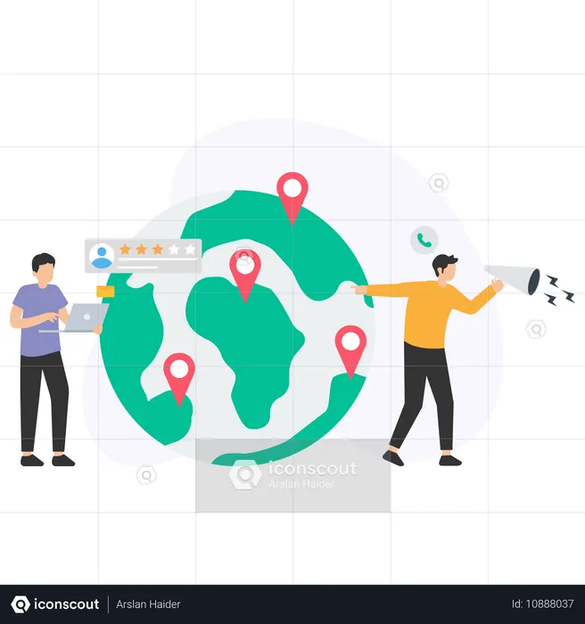 Geschäftsteam macht globales Marketing  Illustration