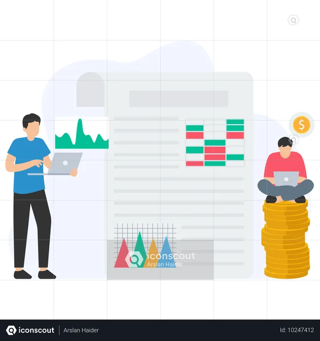 Business team making Market Report  Illustration