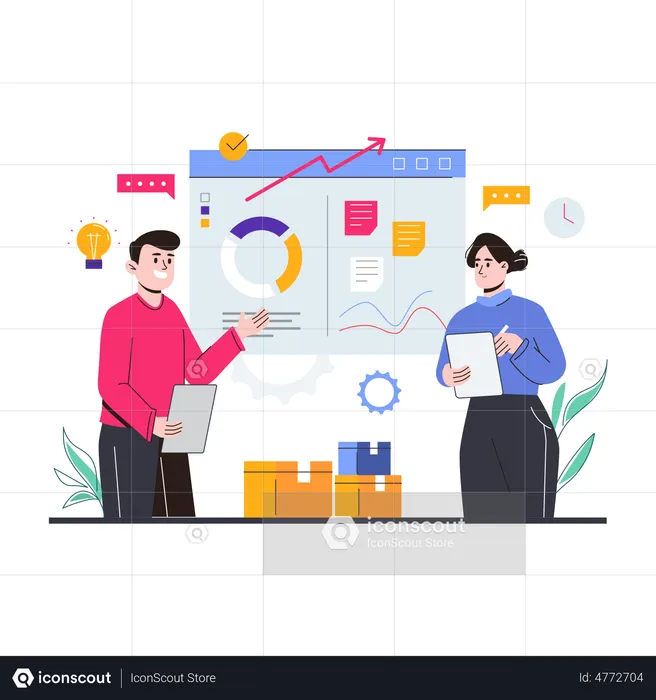 Business team managing task schedule  Illustration