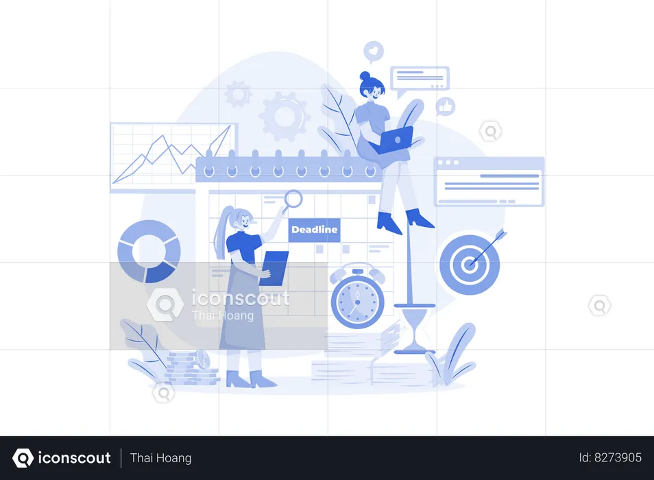 Business Team Managing Task Schedule  Illustration