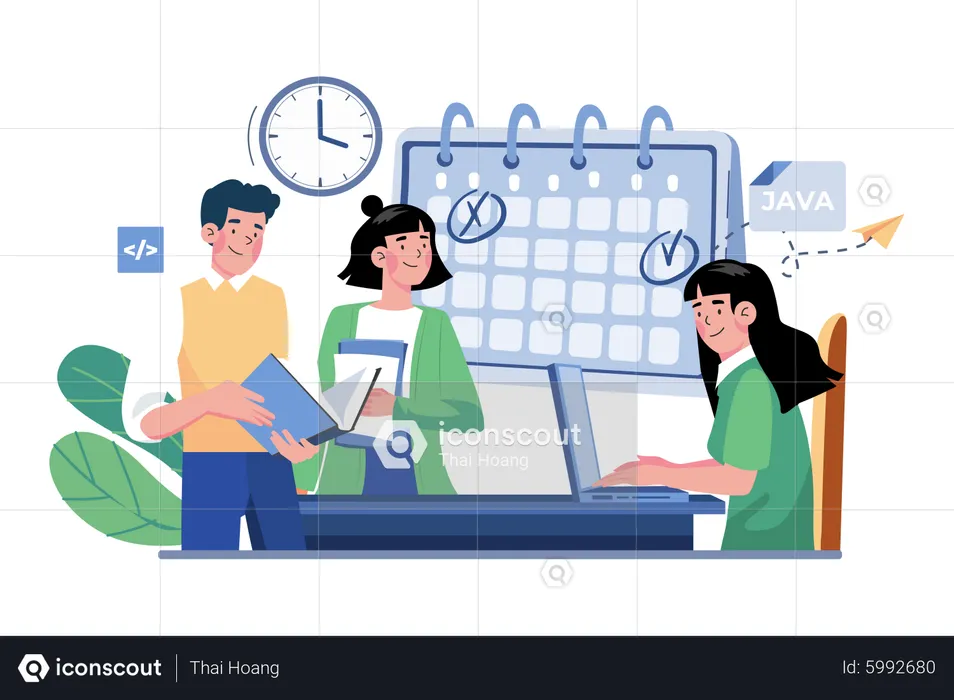 Business Team Managing Task Schedule  Illustration