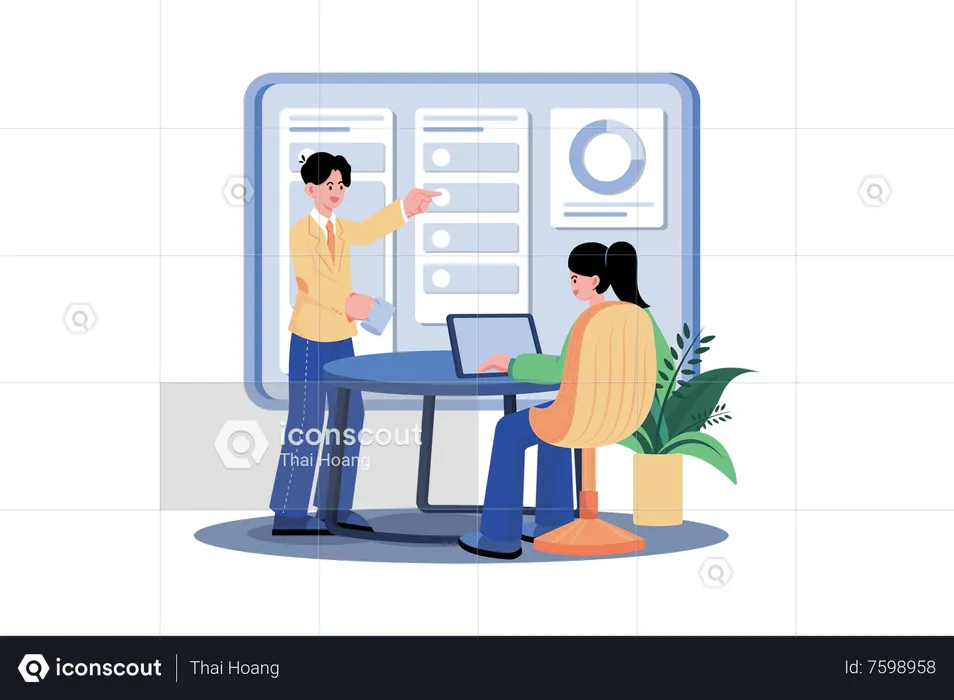 Business Team Managing Task Schedule  Illustration