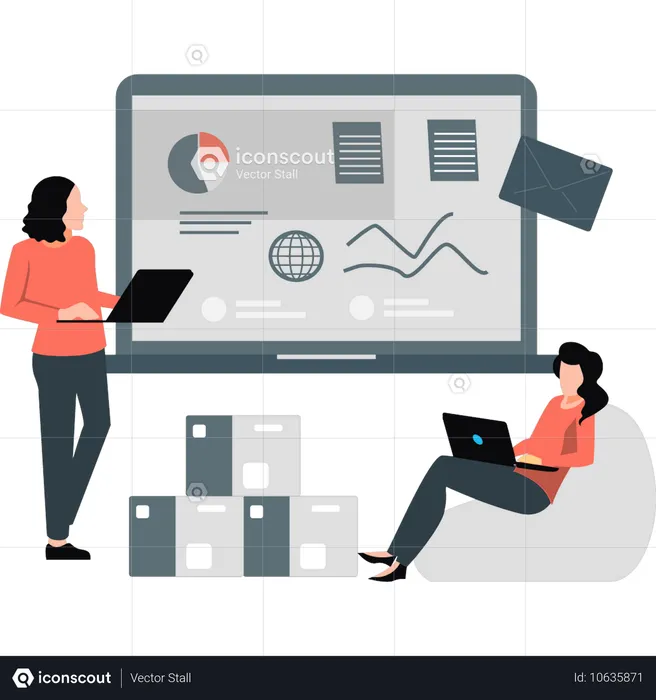 Business team managing task schedule  Illustration