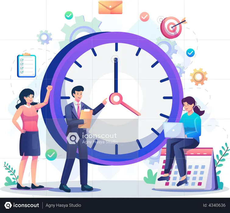Business team managing time  Illustration