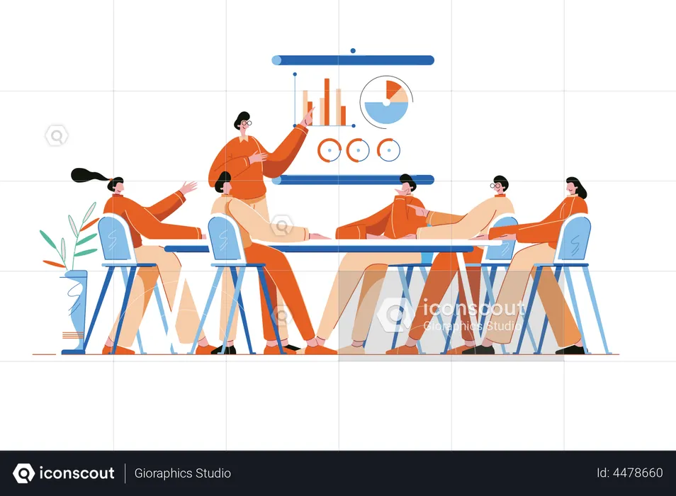 Business Team Meeting In Conference Room  Illustration