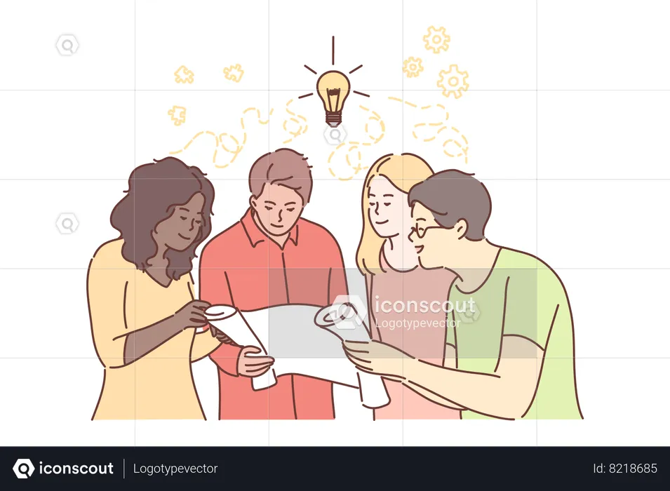 Business team negotiating working in office  Illustration