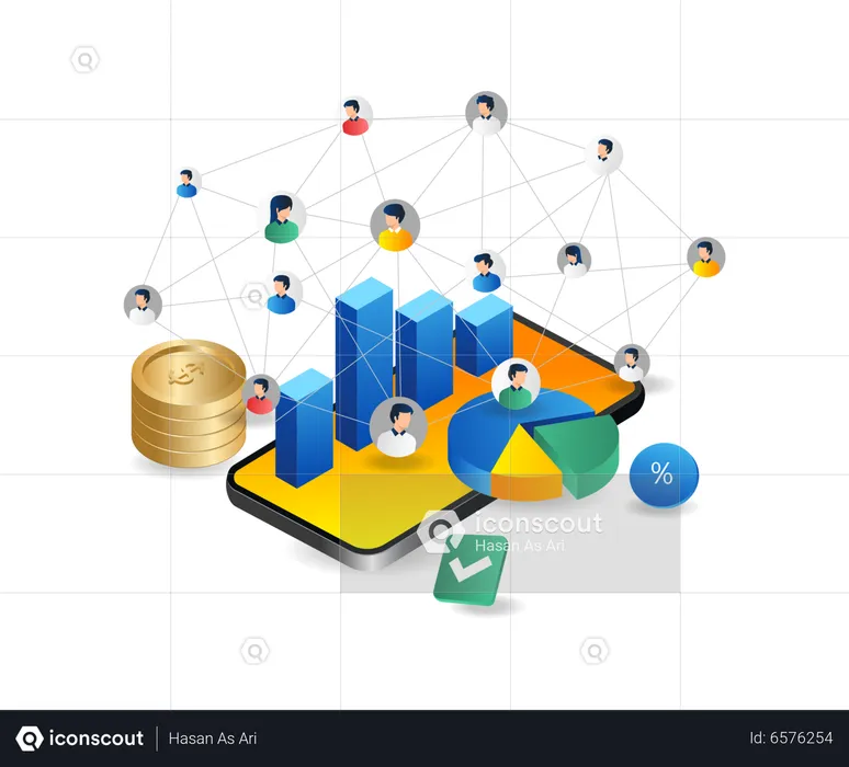 Business team network over smartphone  Illustration