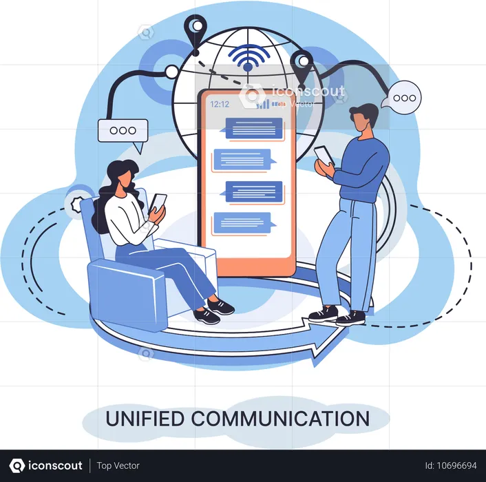 Geschäftsteam nutzt Unified Communications  Illustration