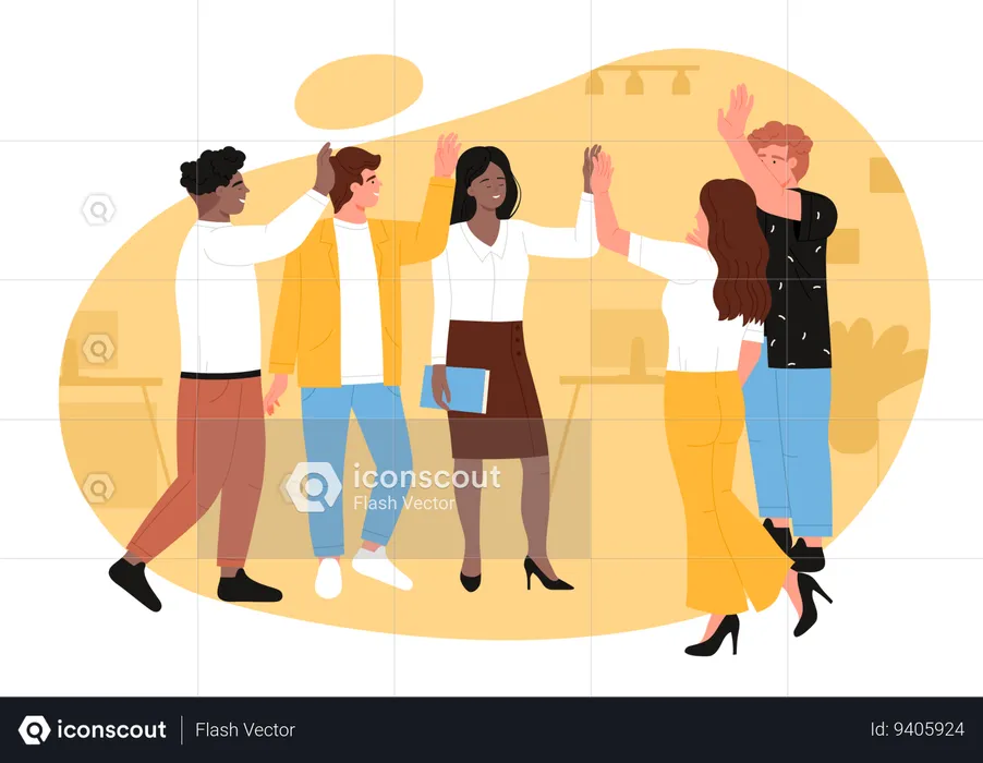 Business team people celebrate victory together  Illustration