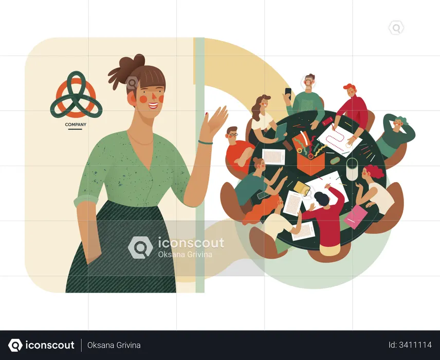 Business team preparing presentation  Illustration