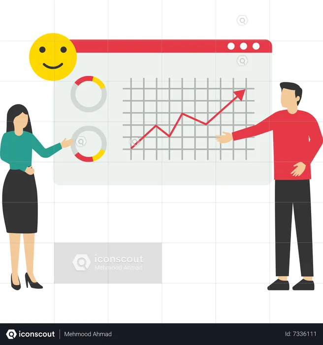 Business team presenting graph  Illustration