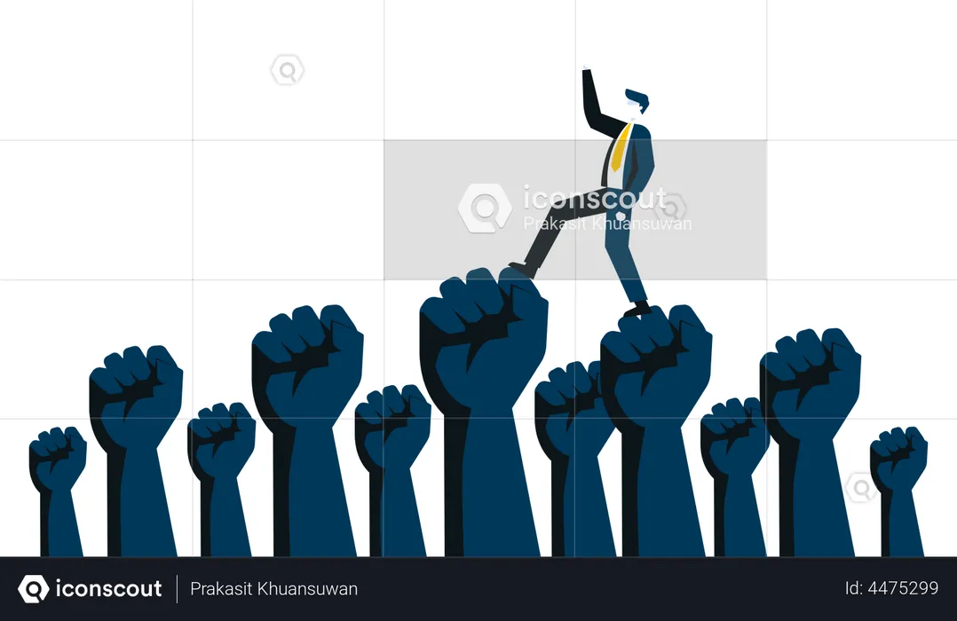 Business team raising hands together  Illustration