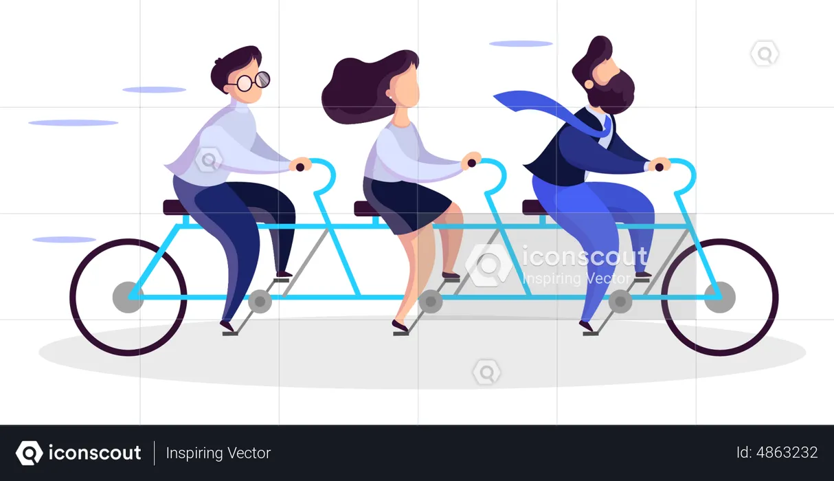 Business team riding cycle  Illustration