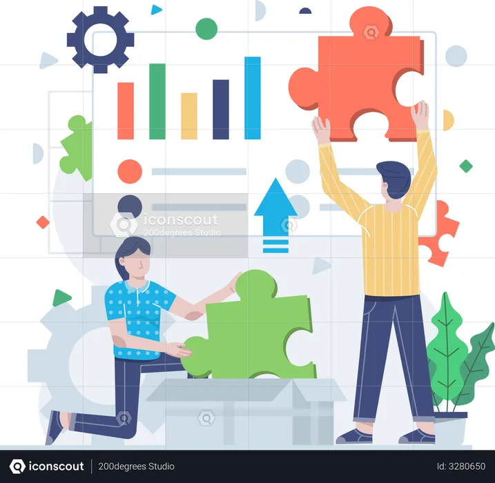 Business Team Solving Problem  Illustration