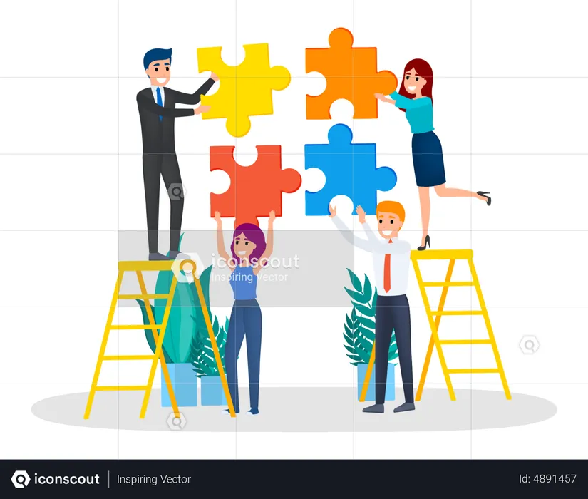Business team solving problem together  Illustration