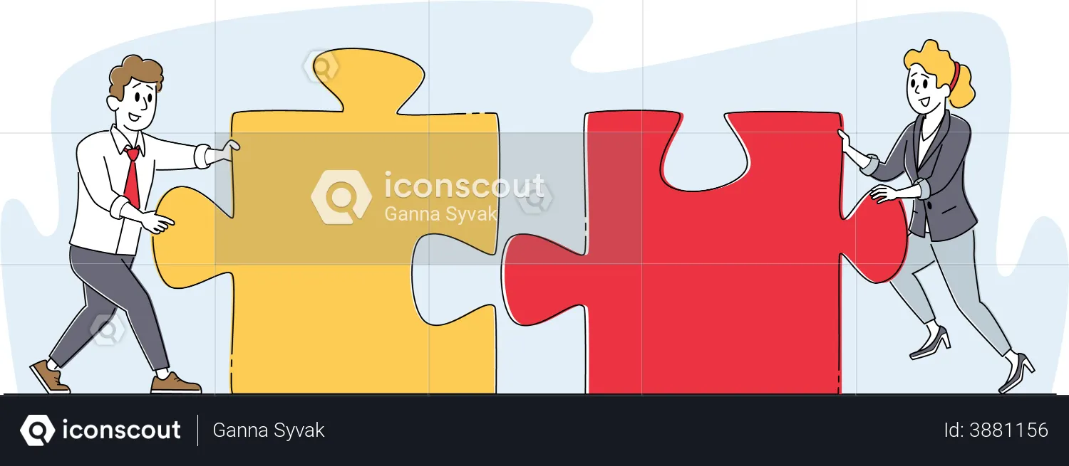 Business team solving problem together  Illustration