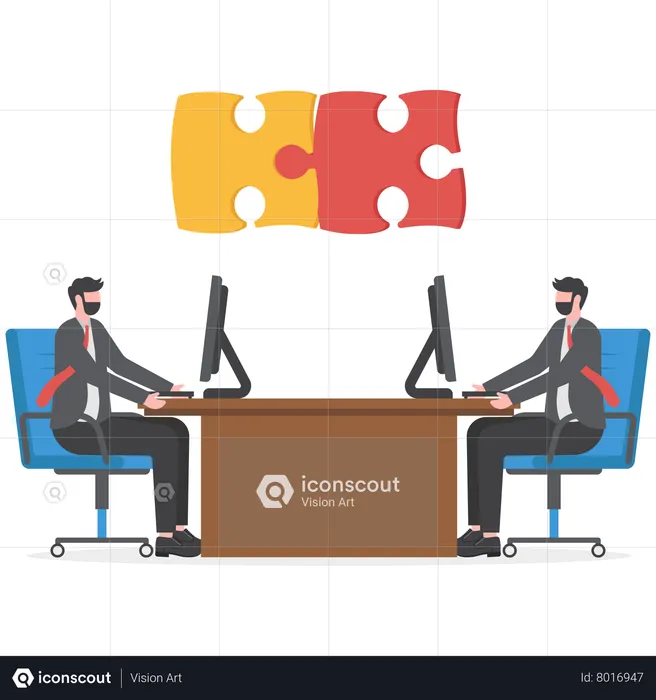 Business team solving problems in office room  Illustration