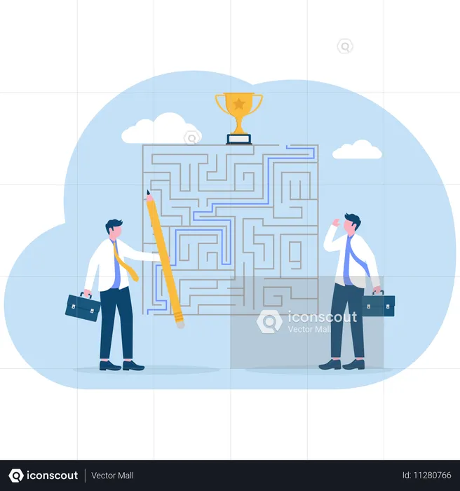 Business team solving business puzzle  Illustration