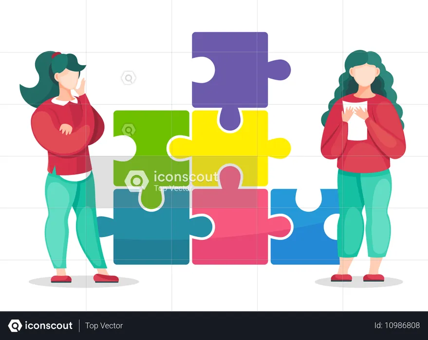 Business team solving business puzzle  Illustration