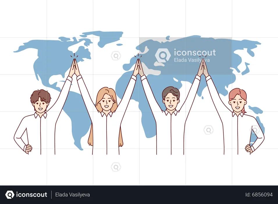Business team standing and holding hands together  Illustration