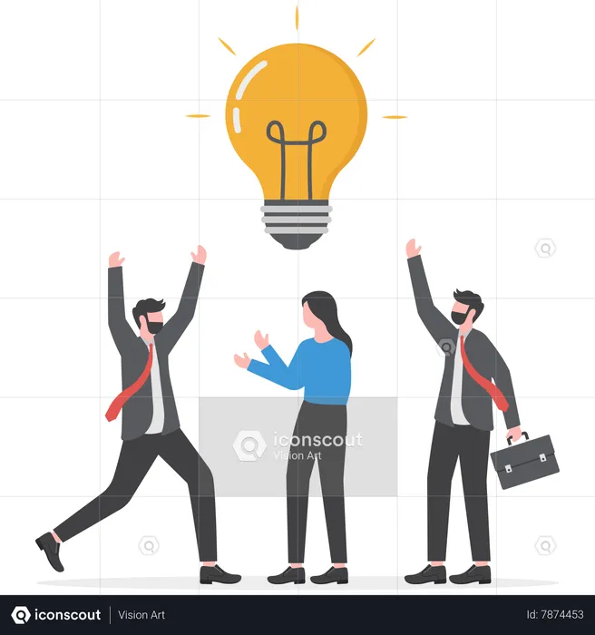 Business team think together for business idea  Illustration