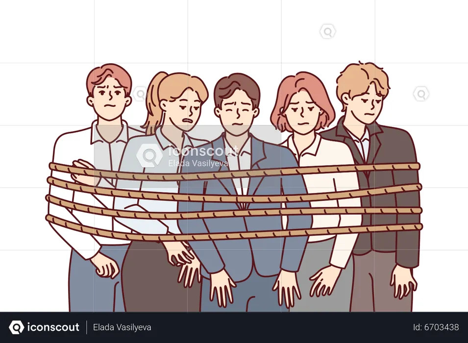Business team tie with Rope  Illustration