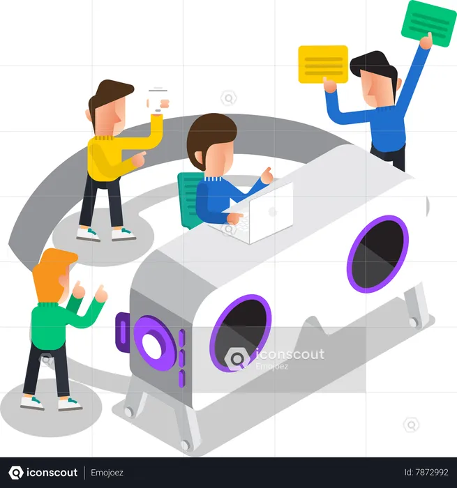 Business team using VR tech  Illustration