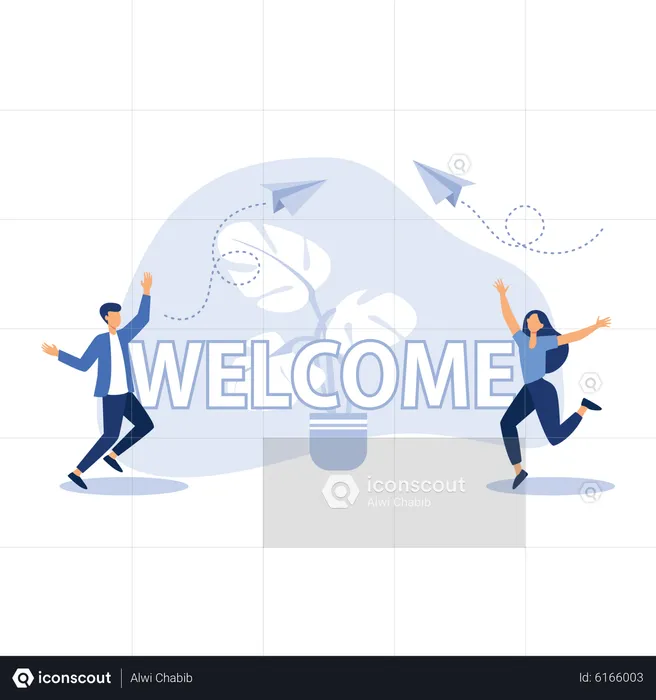 Business team welcoming new recruits  Illustration