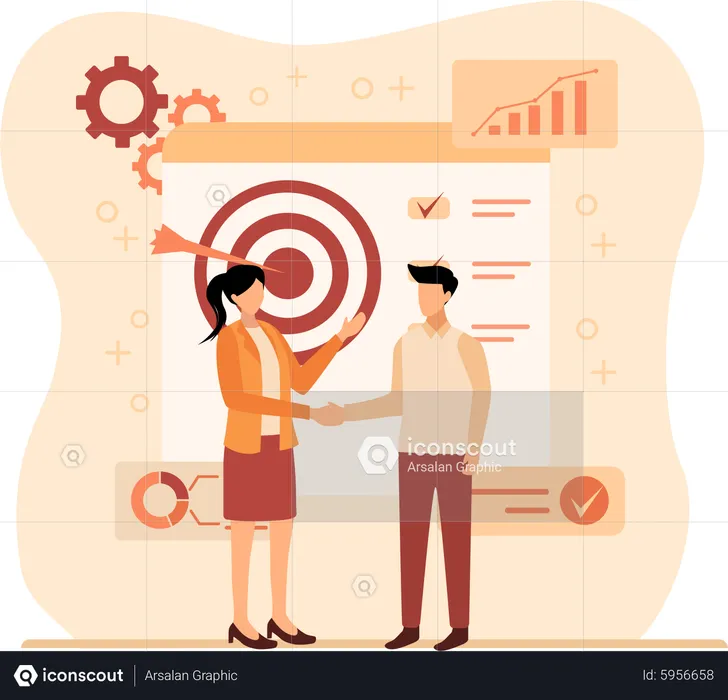 Business team with business goal  Illustration