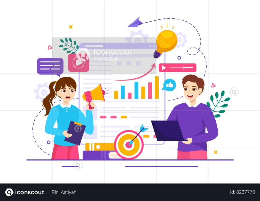 Business team with content strategy  Illustration