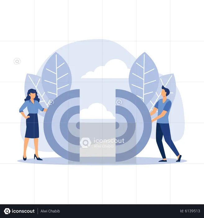 Business team with different goals  Illustration