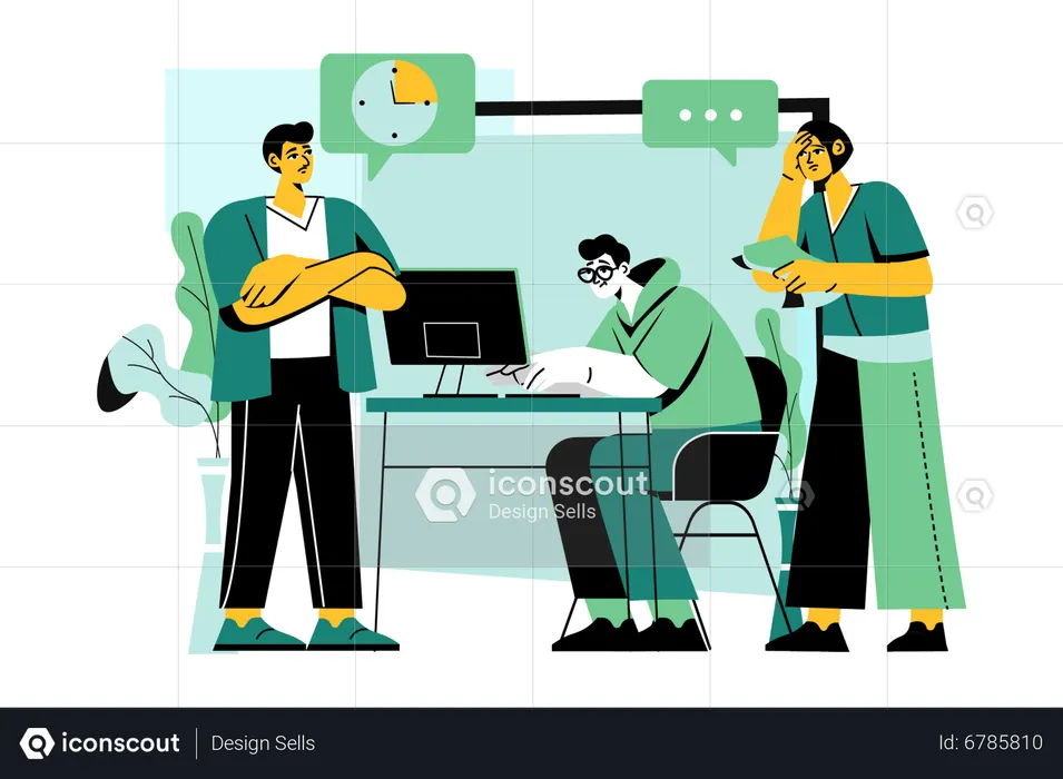 Business team with limited working time  Illustration