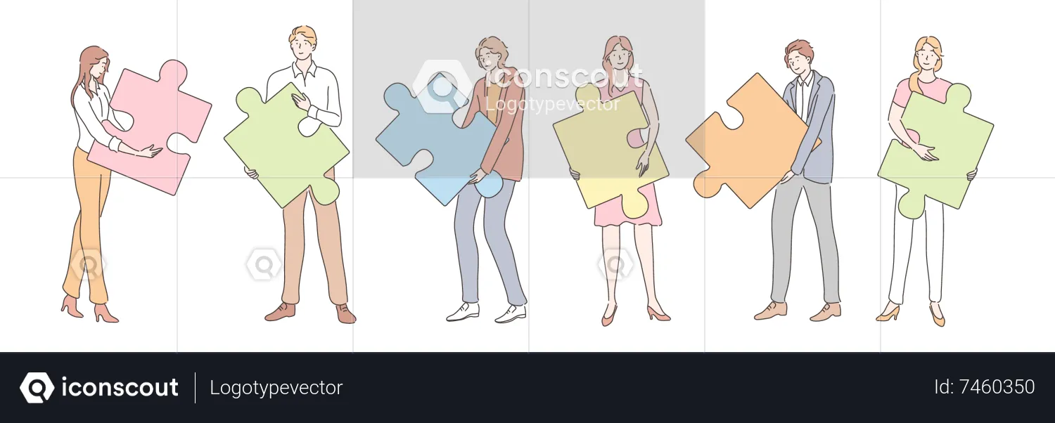 Business team with solution pieces  Illustration