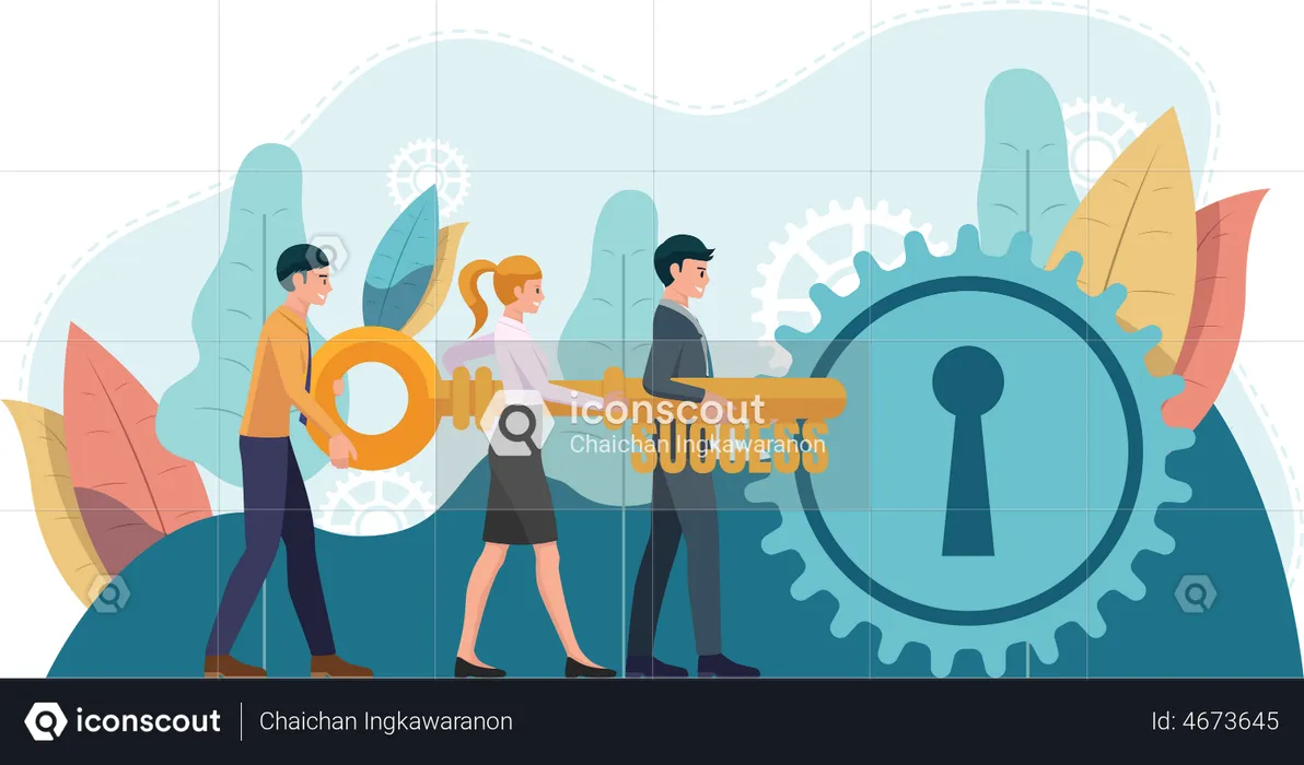 Business team with success key  Illustration