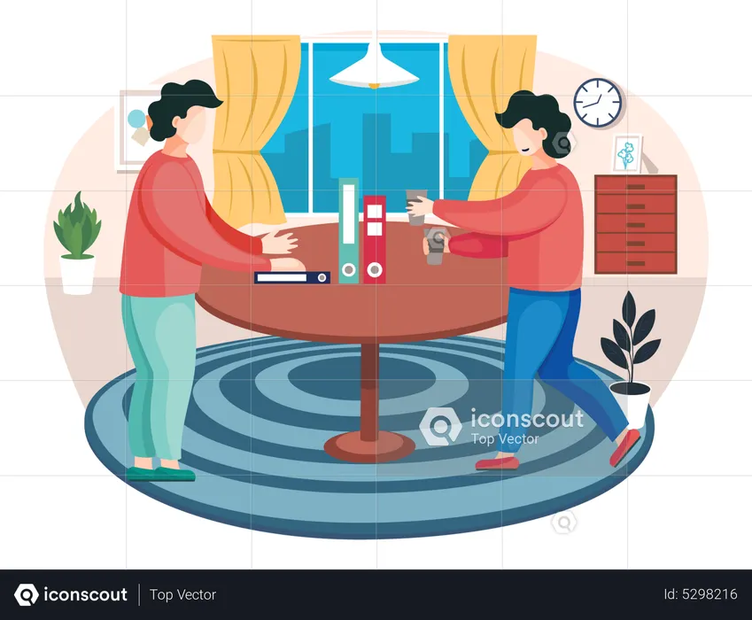 Business team work in office and colleague giving coffee  Illustration