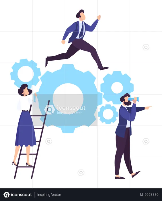 Business team work together on business management  Illustration