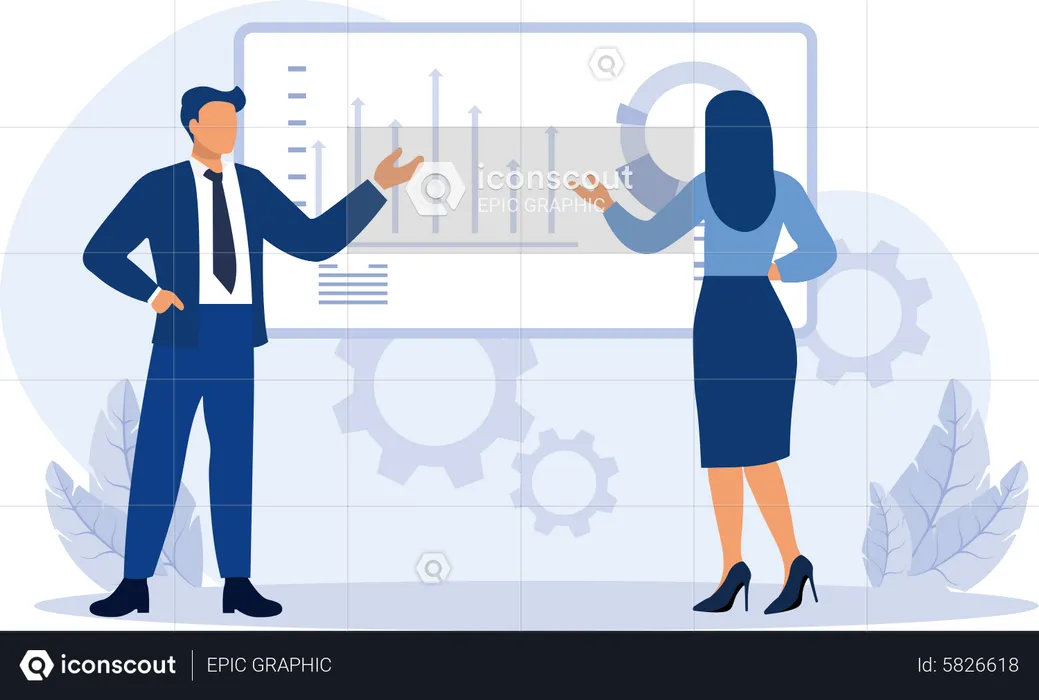 Business team work together on data analysis  Illustration