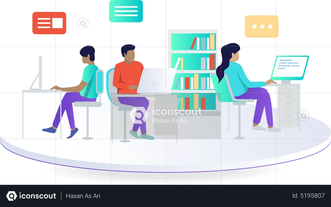 Business team working at office  Illustration