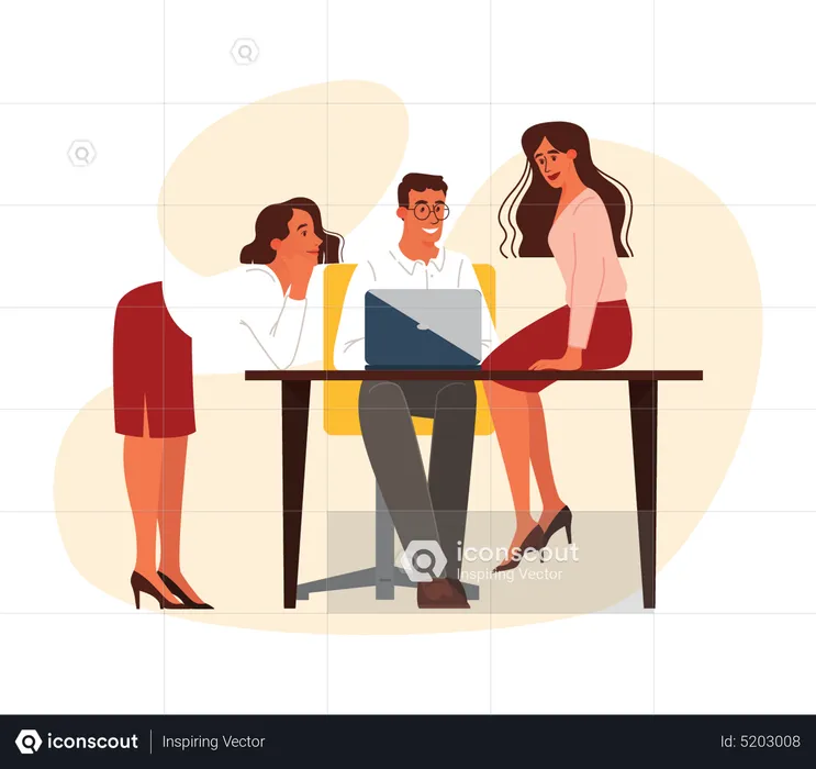 Business team working comfortably  Illustration