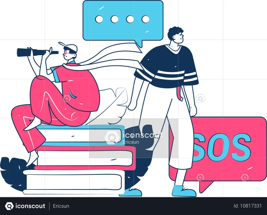 Business team working for SOS messages  Illustration