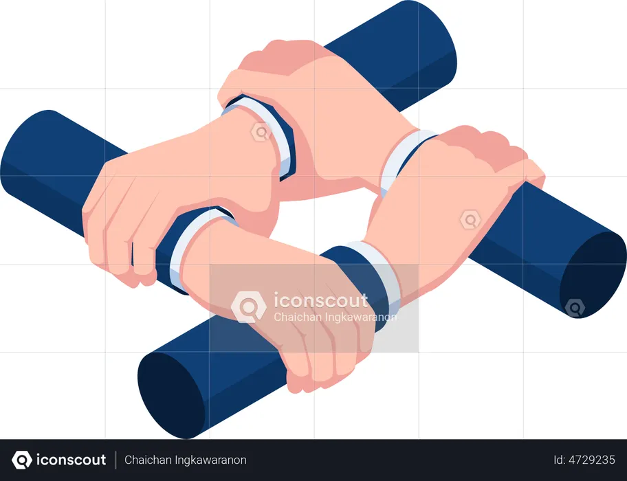 Business team working hand in hand  Illustration
