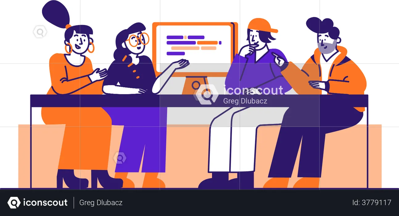 Business Team working in office  Illustration