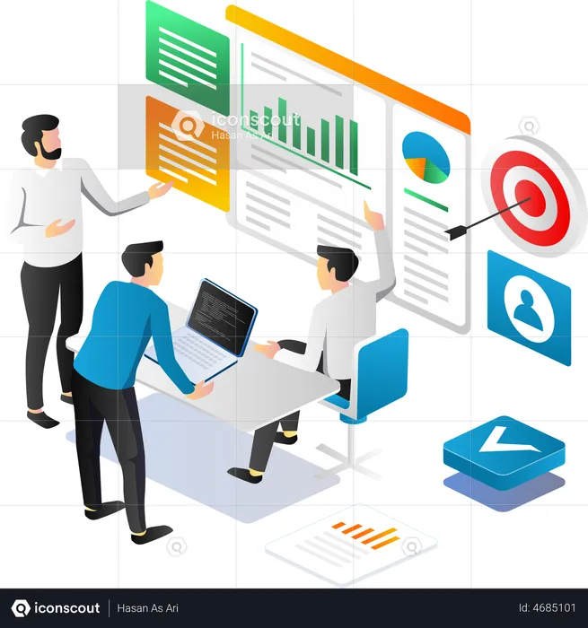 Business team working in office  Illustration