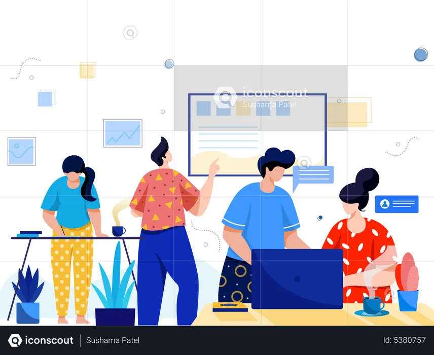 Business team working in office  Illustration