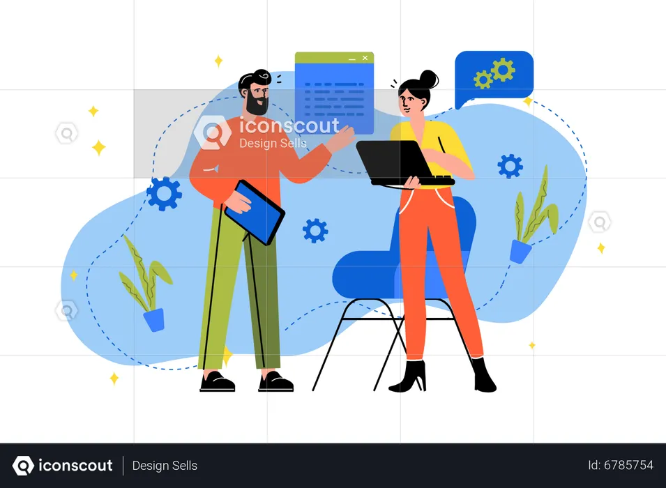 Business team working in sync  Illustration