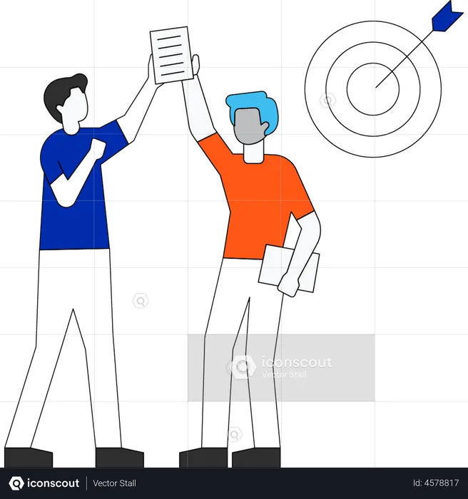 Business team working on business aim  Illustration