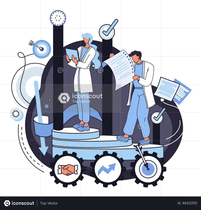 Business team working on analysis  Illustration