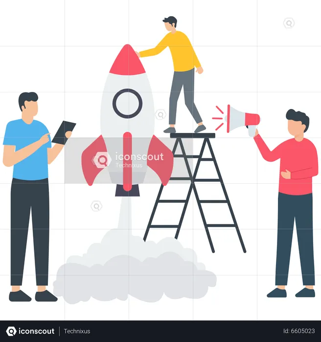 Business team working on Business Startup  Illustration